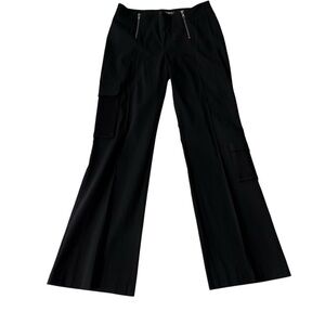 Bisou Bisou Michele Bohbot Black Cargo Style Pants Side Pocket Wide Leg Size‎ 8